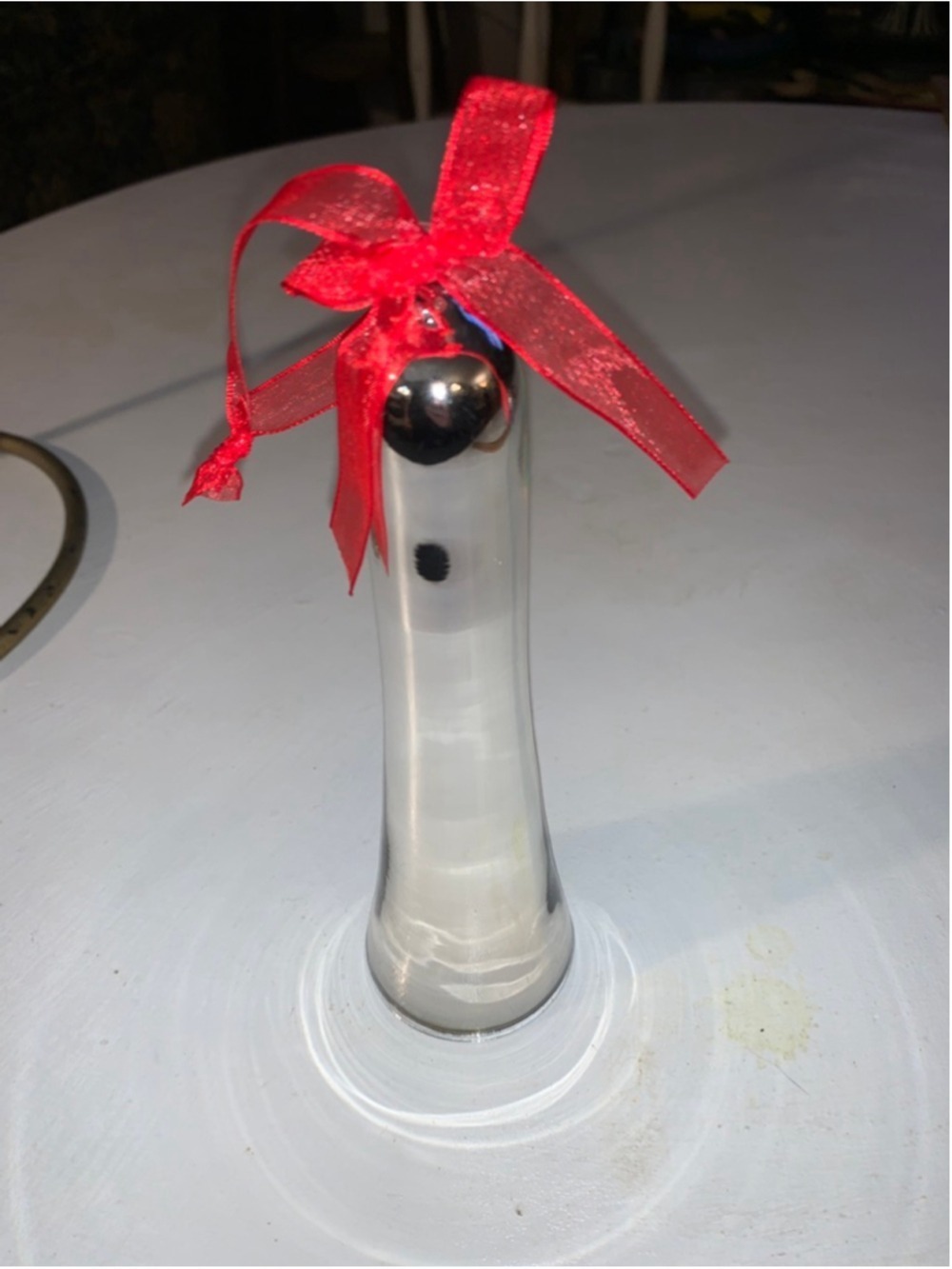Unbranded glass Silver Bell Decor with Red Ribbon One Size